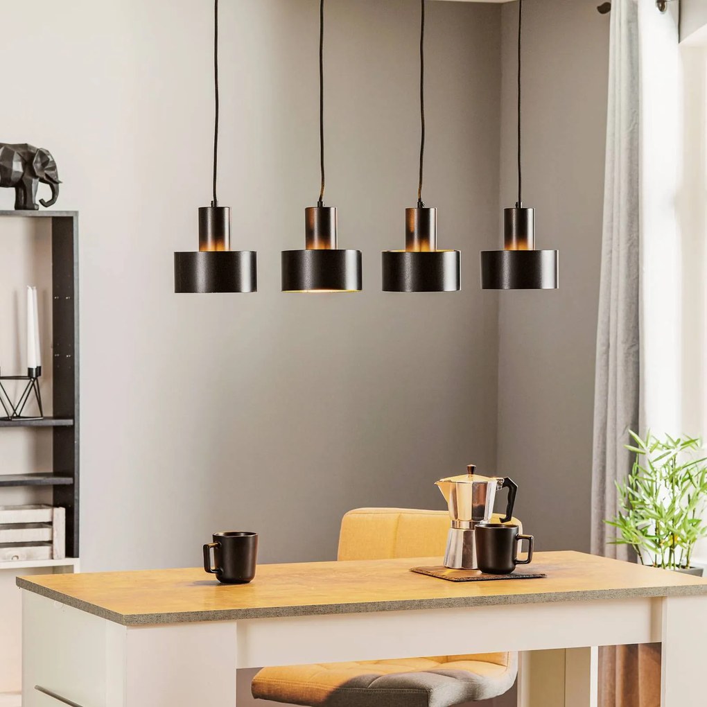SIGMA Lampada a sospensione Rif 4, lineare a 4 luci, nero