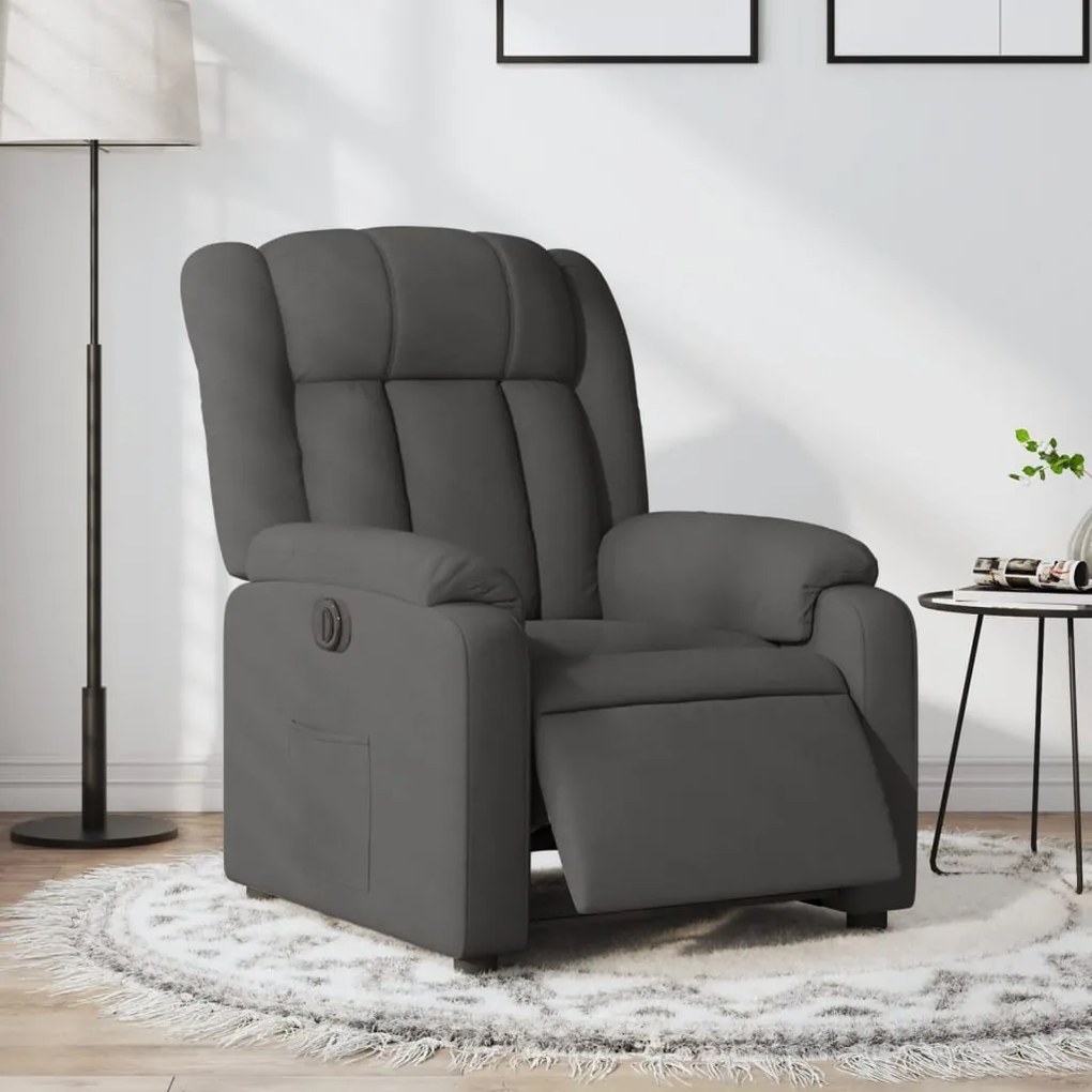 Poltrona Elettrica Reclinabile Grigio Scuro İn Tessuto /