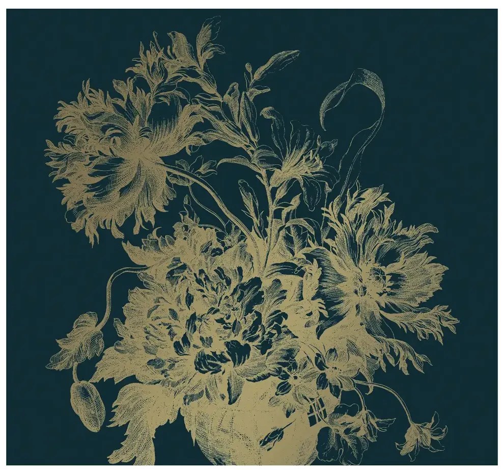 KEK Amsterdam Wandbild Engraved Flowers Gold 8 - L