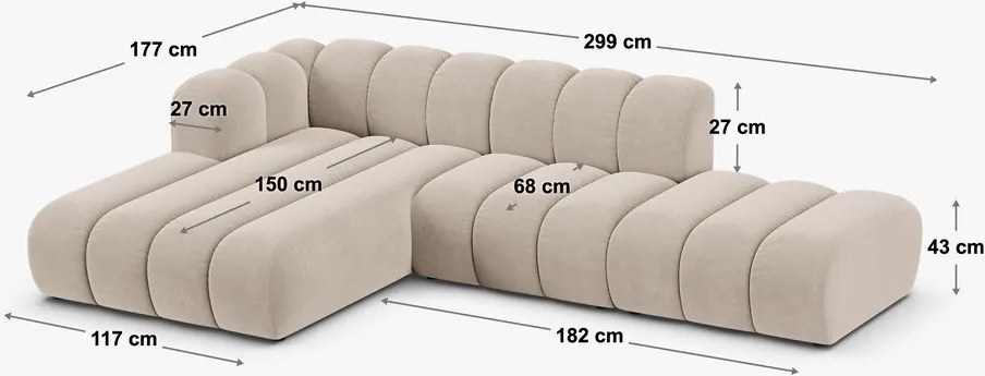 Divano angolare beige ad angolo sinistro Lupine - Micadoni Home