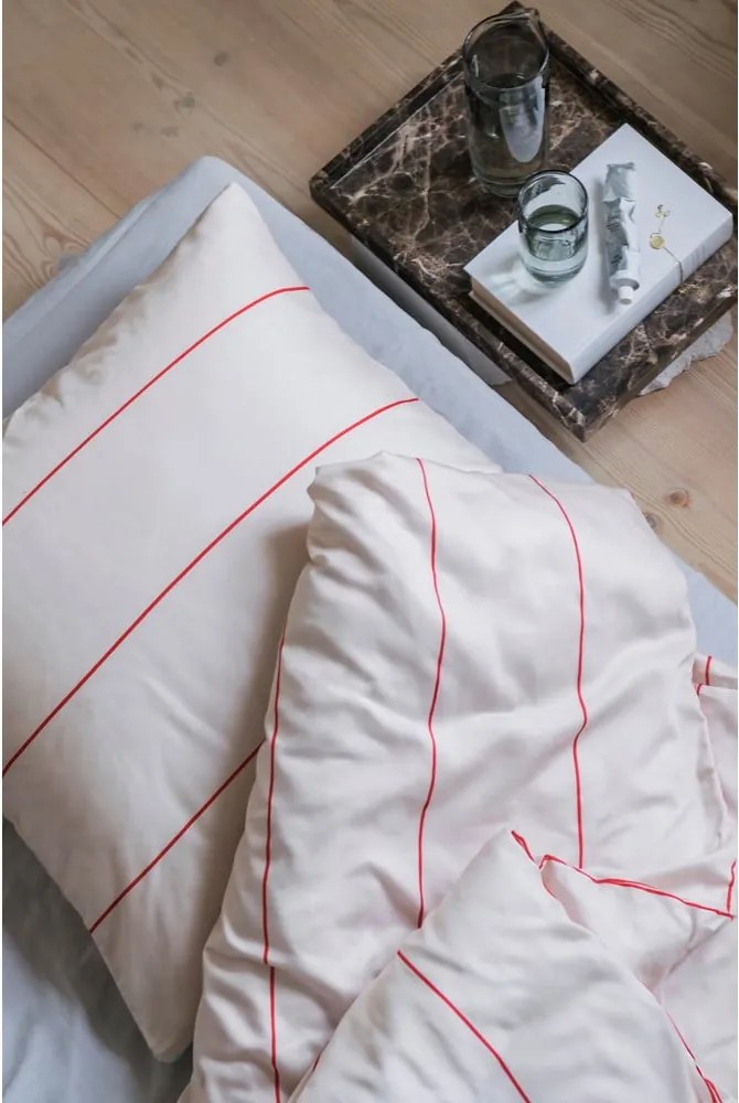 Biancheria da letto singola in cotone satin rosso e beige 140x200 cm Align - Mette Ditmer Denmark