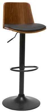Sgabello da bar regolabile in legno scuro e poliuretano nero DOA