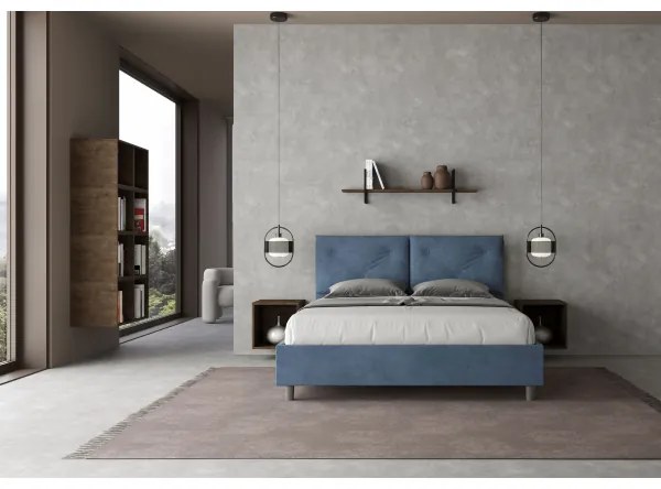 Letto contenitore da 160x190 in microfibra blu Appia