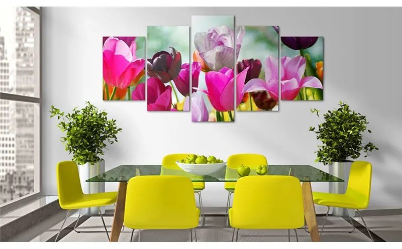 Quadro Rosa allegro  Colore Viola, Dimensioni e Misure 100x50