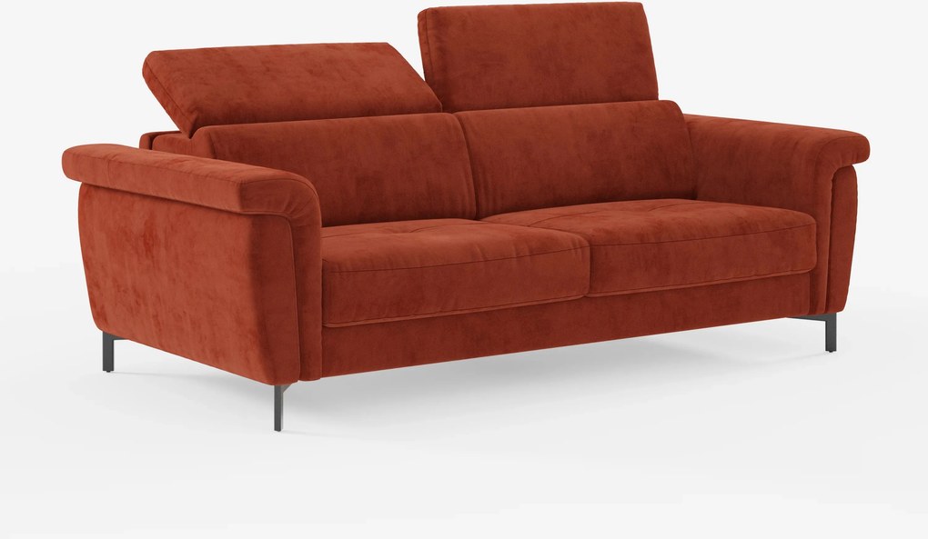 Capri divano letto di design con piedini alti - poggiatesta reclinabili in raffinato tessuto effetto velluto smacchiabile T30