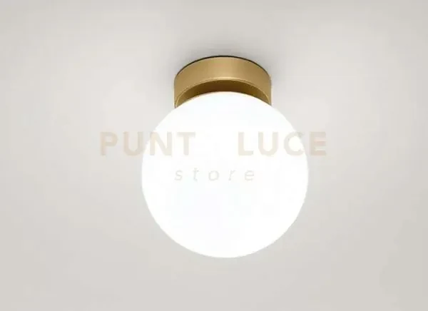 Applique maga 1 luce in vetro bianco e metallo colore oro attacco g...