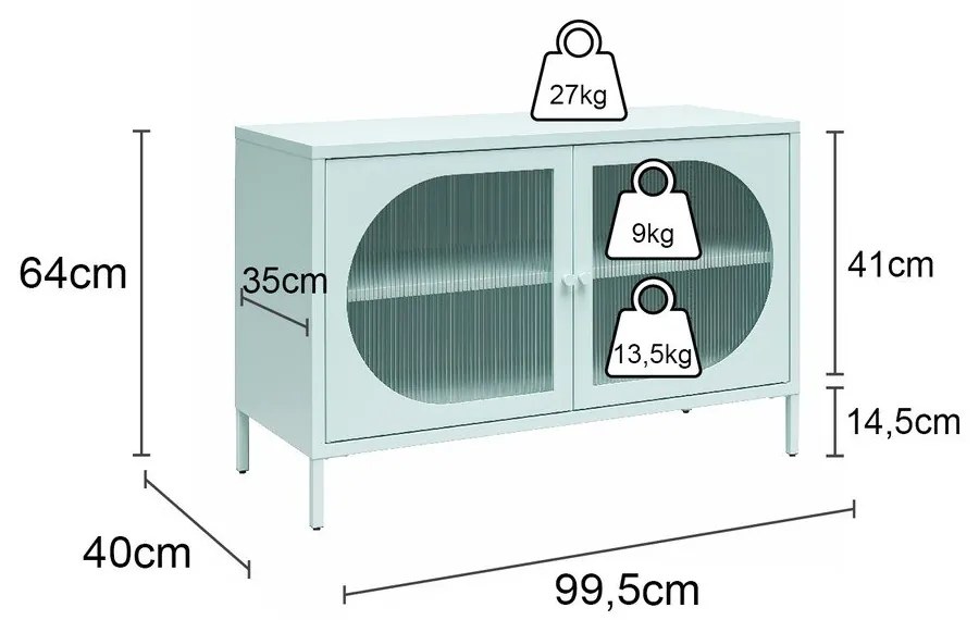 Vetrina in metallo crema 100x64x40 cm Luna - Støraa