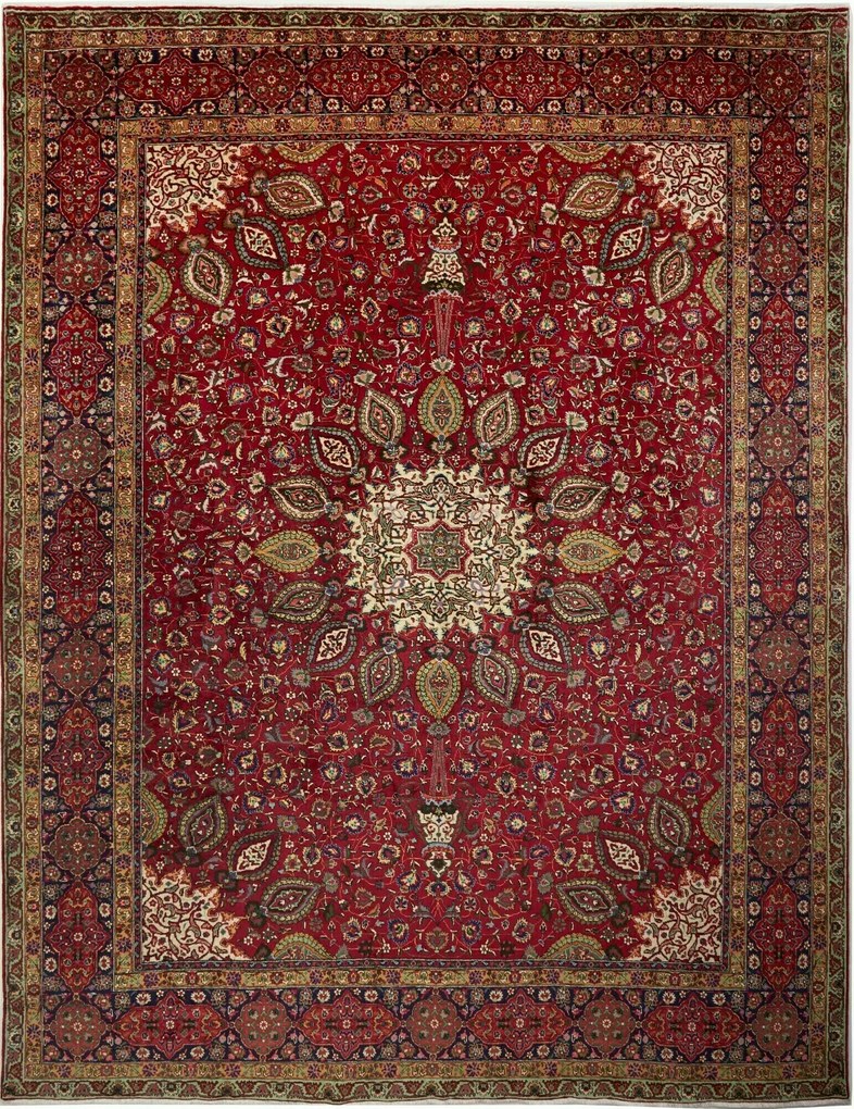 Tabriz Tappeto 300 x 390 Rosso (Iran) Annodato A Mano