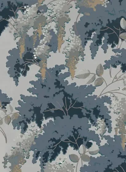 Isidore Leroy Carta da parati Frondaisons - Bleu