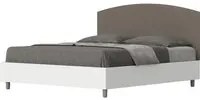 Letto Matrimoniale 160x190 cm struttura bianco frassino testata Ant - Senza rete,Similpelle,Cappuccino