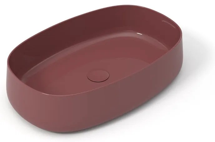 Lavabo da appoggio Wave OLYMPIA CERAMICA ovale in ceramica L 60 x H 14 x P 40 cm melanzana piletta non inclusa