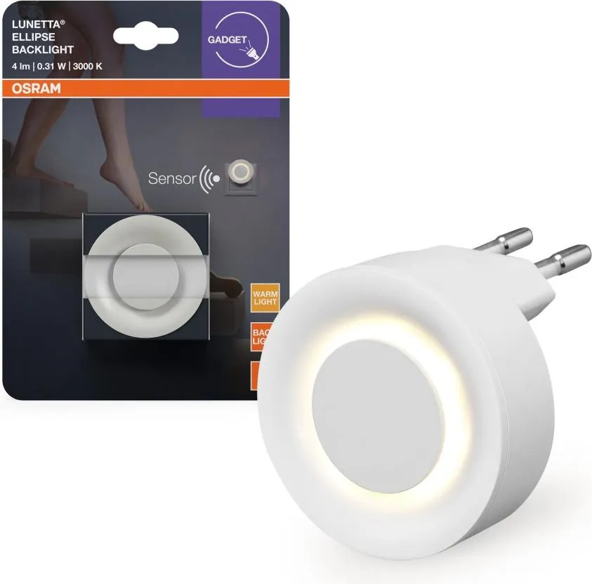 Osram-LED Luce notturna con sensore di movimento e sensore crepuscolare LUNETTA LED/0,31W/230V bianco