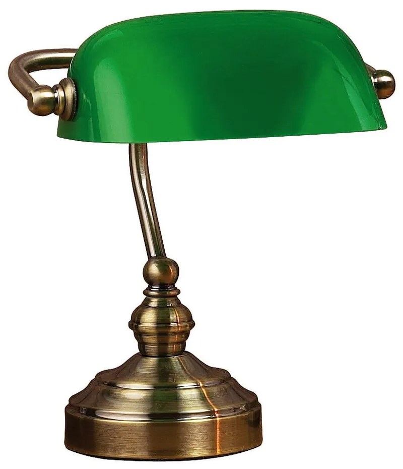 Lampada da tavolo in verde e ottone, altezza 25 cm Bankers - Markslöjd