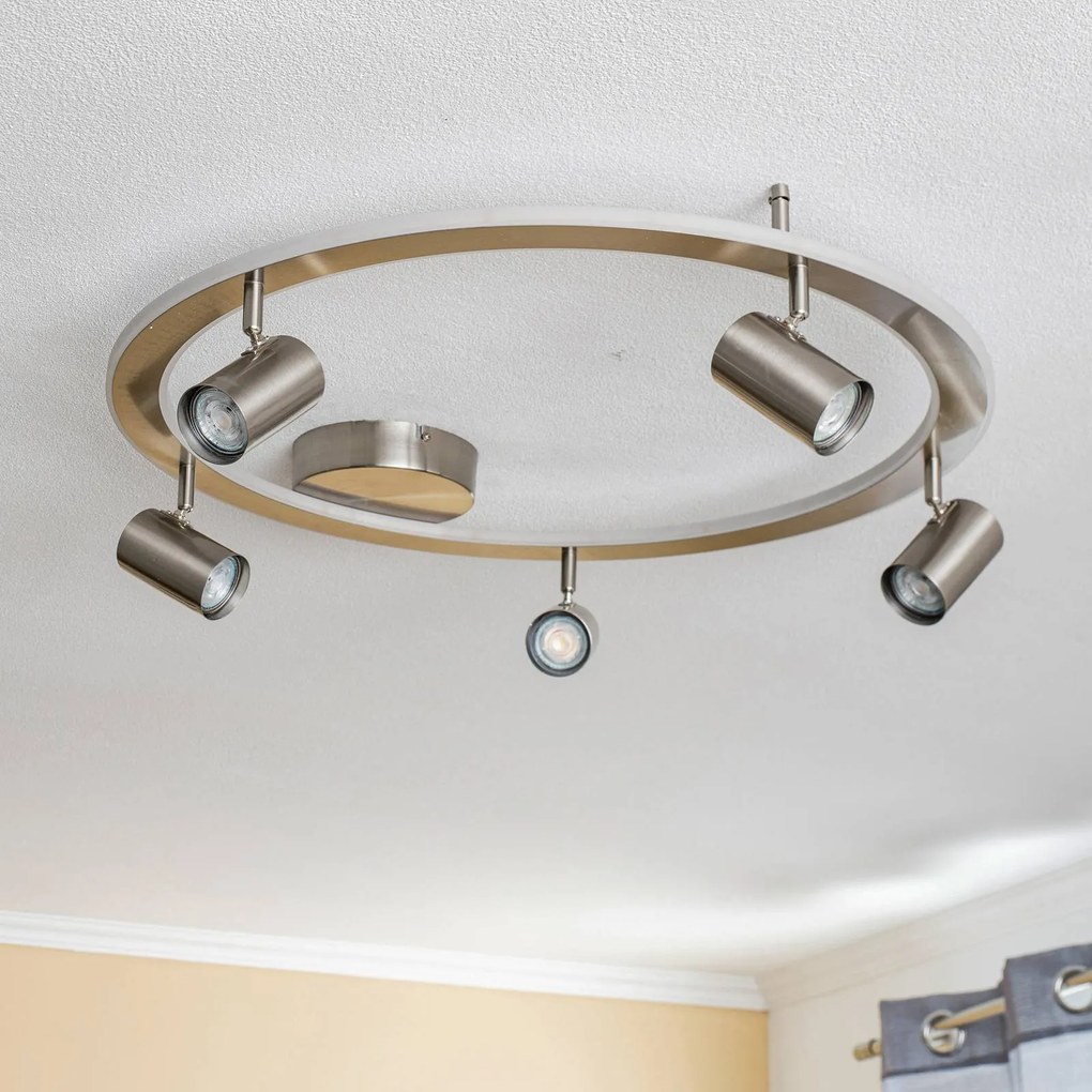 Lindby plafoniera LED Berisha, a 6 luci, nichel