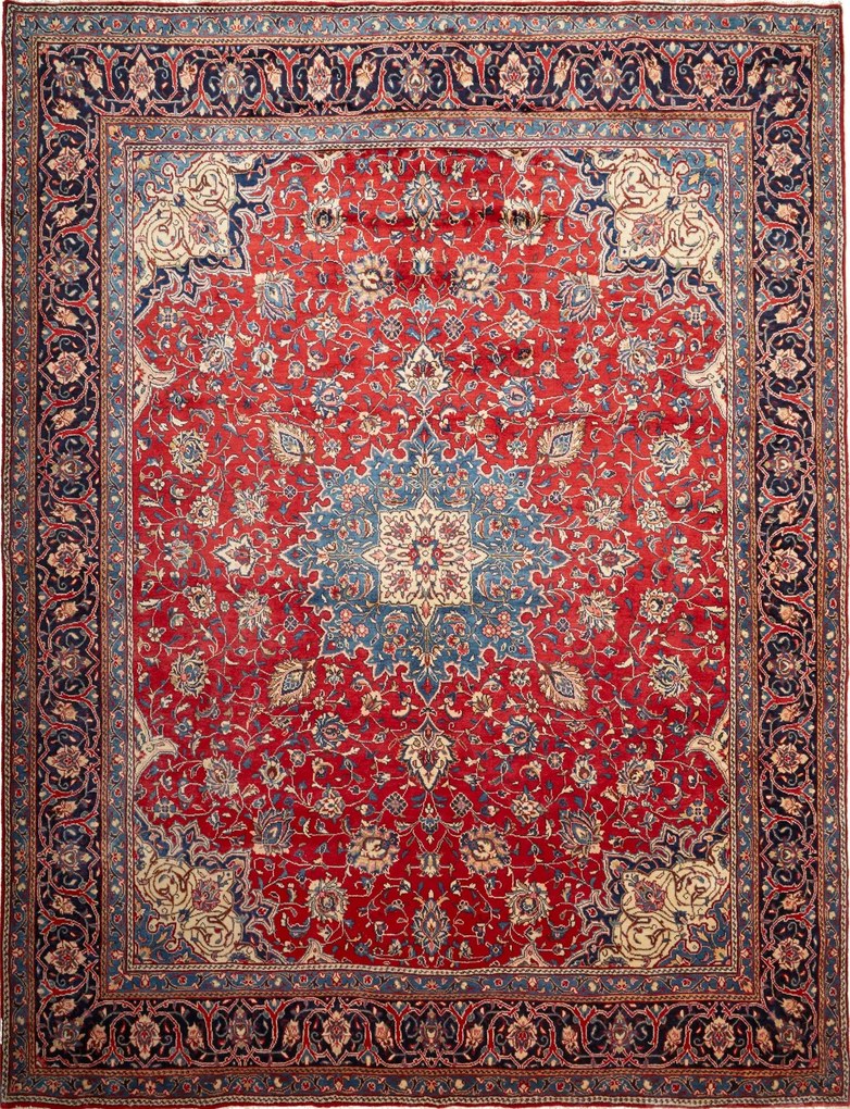 Sarouk Tappeto 390x310 Rosso (Iran) Annodato A Mano