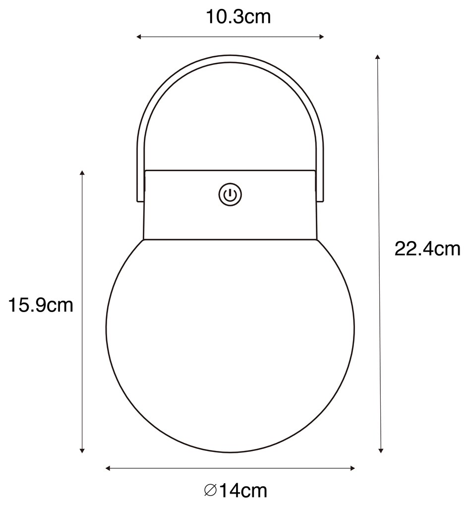 Lampada a sospensione da esterno nera incl. LED dimmerabile a 3 livelli solare - Cornelia