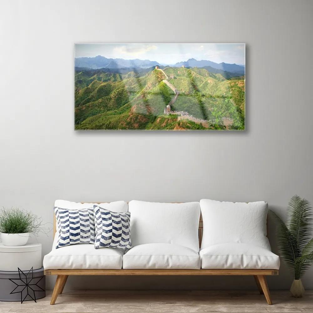Quadro vetro acrilico Paesaggio di montagna della Grande Muraglia 100x50 cm