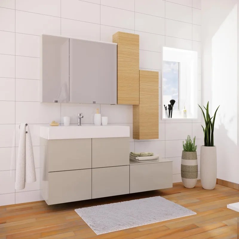 Mobile da bagno sospeso sotto lavabo L 90 x H 64 x P 48 cm grigio opaco, SENSEA Neo