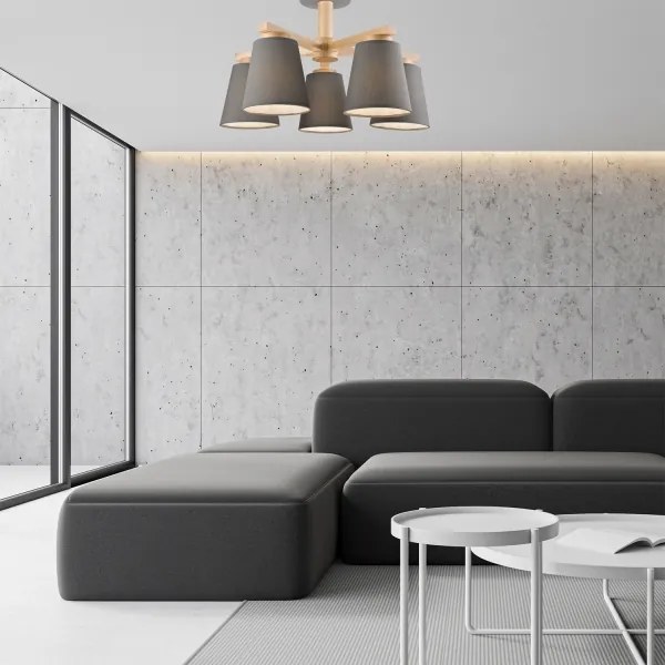 Plafoniera ELLIE 5xE27/60W/230V grigio