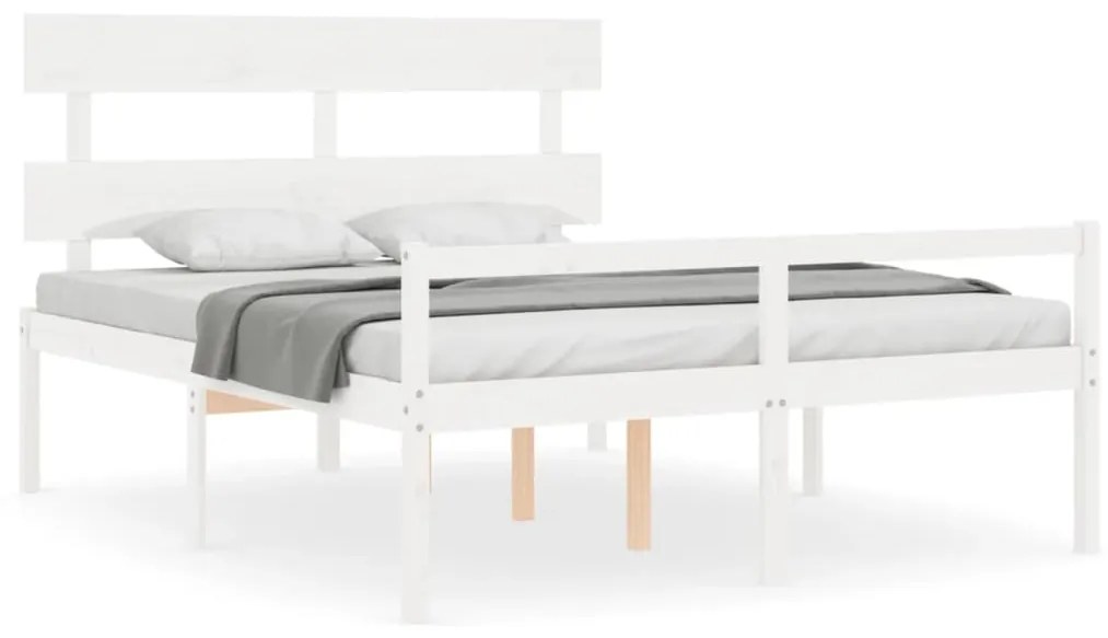 Letto per Anziani con Testiera Bianco King Legno Massello