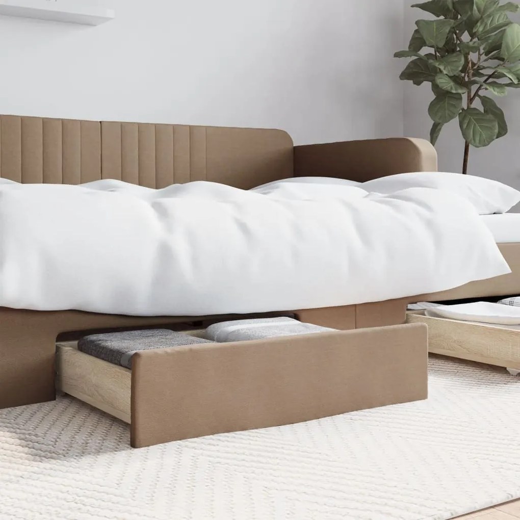 Cassetti Da Letto 2pz Cappuccino Legno Multistrato E Similpelle /