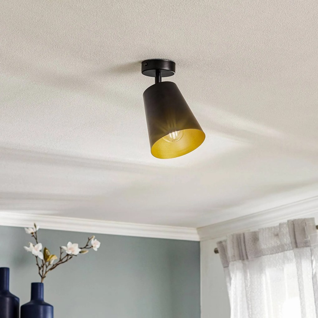 EMIBIG LIGHTING Faretto da incasso Prism, 1 luce, nero/oro