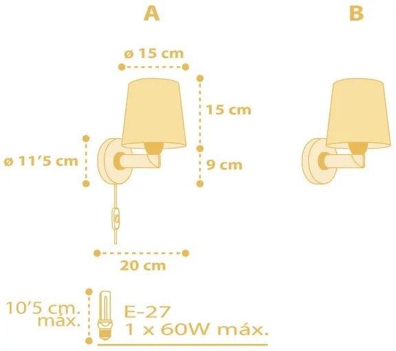 Dalber 82219A -  Applique per bambini STAR LIGHT 1xE27/60W/230V giallo