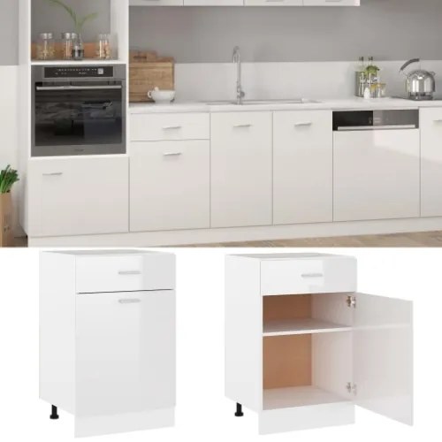 Armadio con Cassetto Bianco Lucido 50x46x81,5 cm in Truciolato