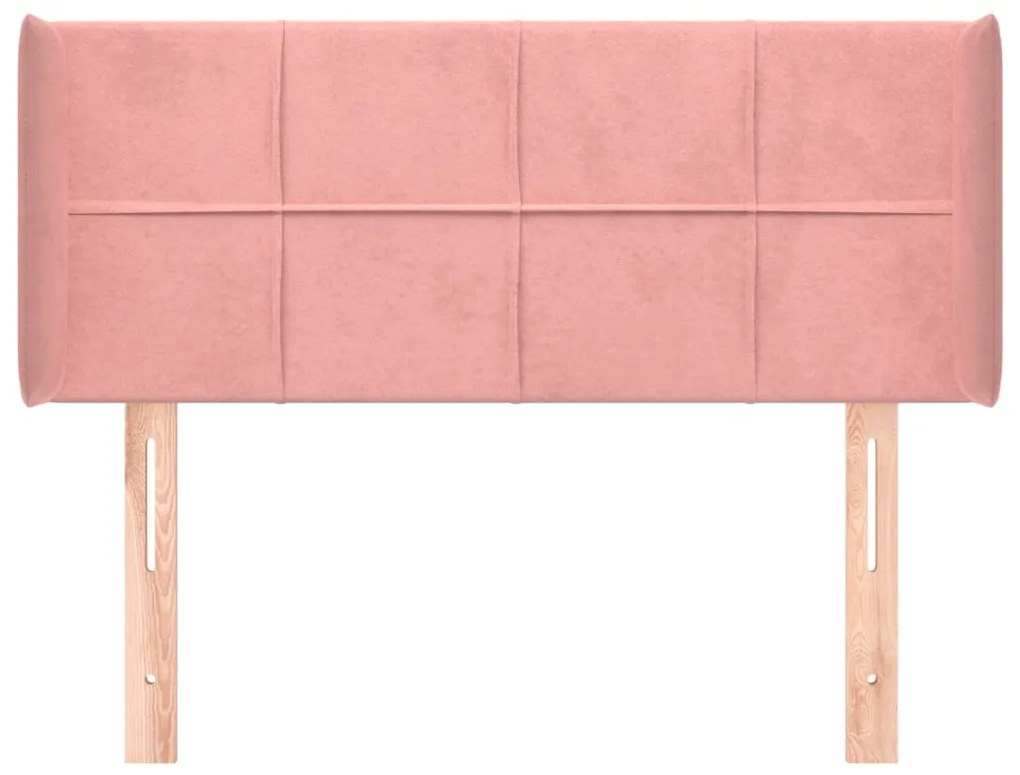 Testiera ad orecchio rosa 103x16x78/88 cm in velluto