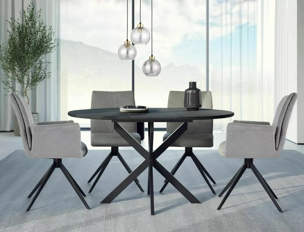 Tavolo Gaston Ceramic in ceramica nero opaco – Ø100/135x75 cm