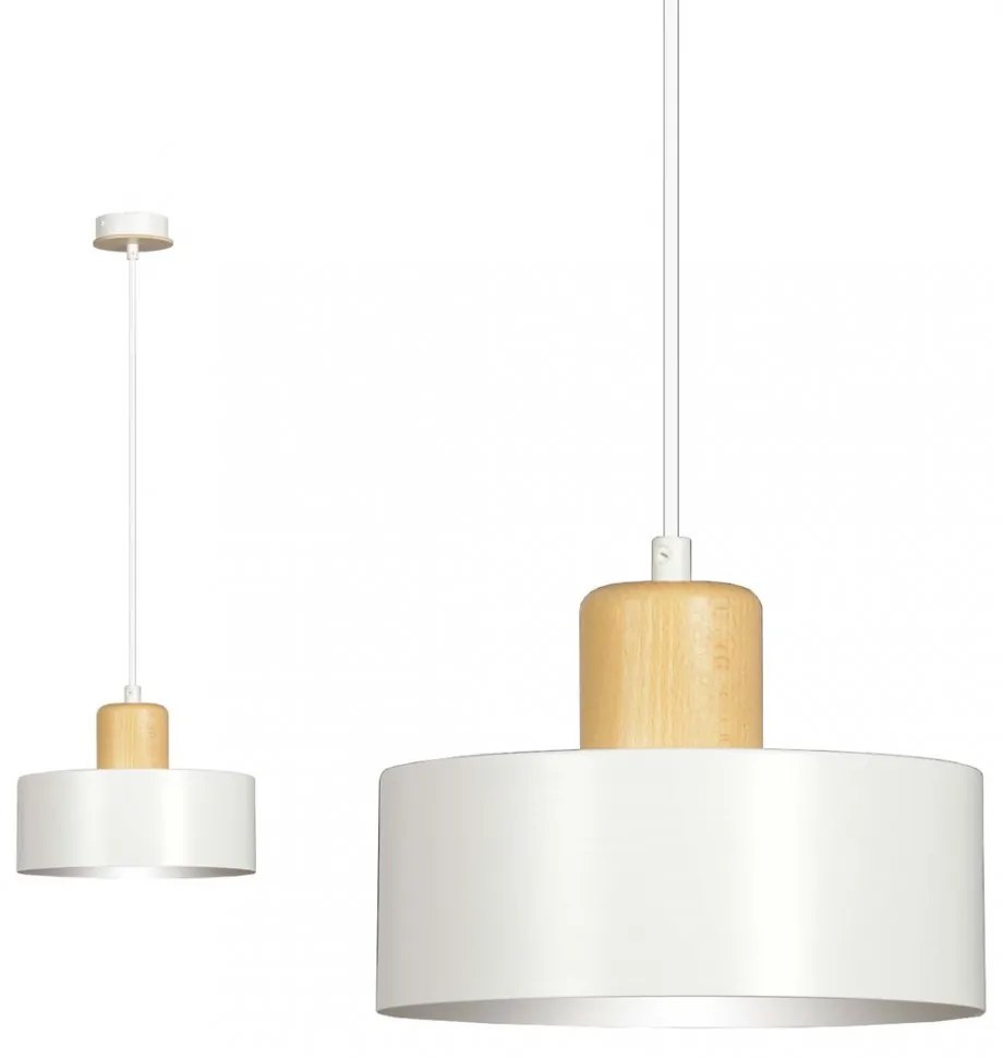 Lampadario a Sospensione in Acciaio e Legno TORIN 1 Nero/Bianco E27 Colore del corpo Bianco