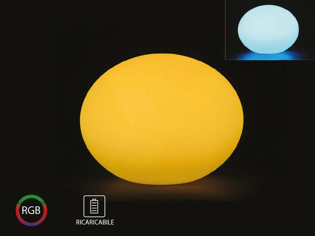 Lampada Led RGBW Luminosa Con Forma di Uova Oval Ball Light Ricaricabile Telecomando Incluso IP67 20X20X14cm SKU-40141