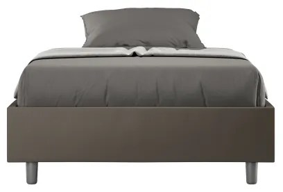 Letto matrimoniale francese contenitore imbottito 140x200 similpelle cappuccino Azelia