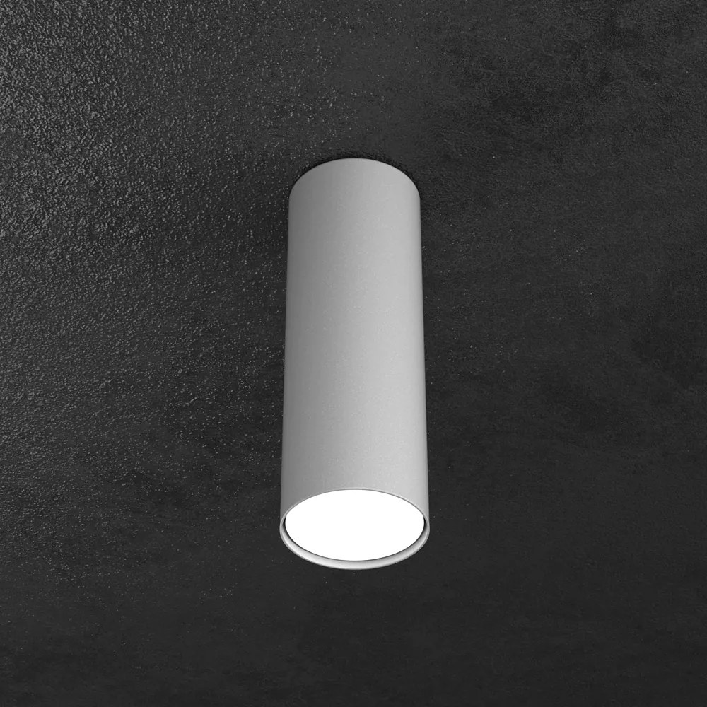 Plafoniera Moderna Cilindrica Shape Metallo Grigio 1 Luce Gx53 25Cm