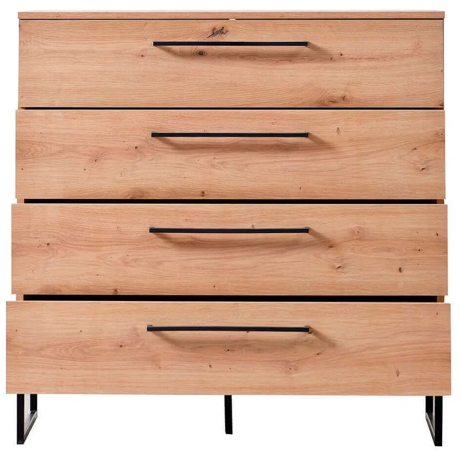 DODO - cassettiera moderna 4 cassetti colore rovere