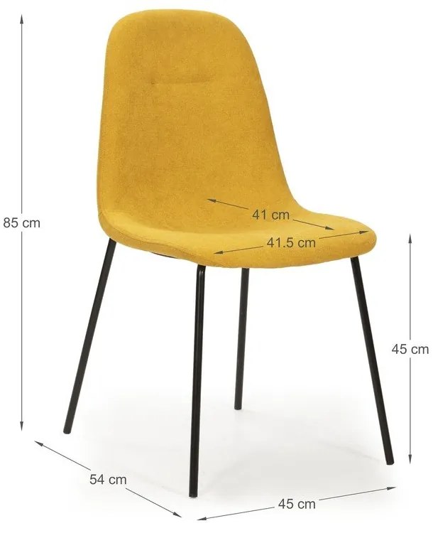 Set di sedie da pranzo gialle 4 pz Renne - Marckeric