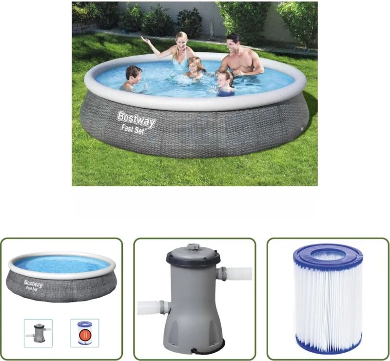 vidaXL Piscina con filtro - Bestway Set Piscina Gonfiabile Fast con Pompa 396x84 cm