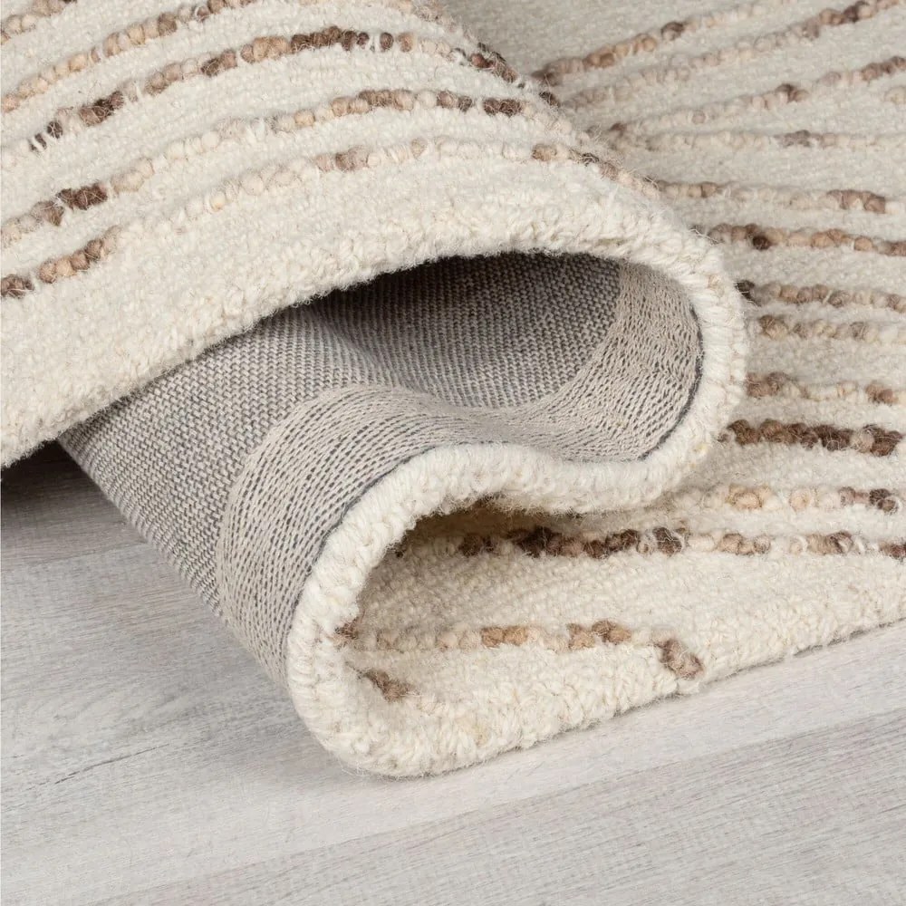 Tappeto in lana marrone e crema 200x290 cm Abstract Swirl - Flair Rugs