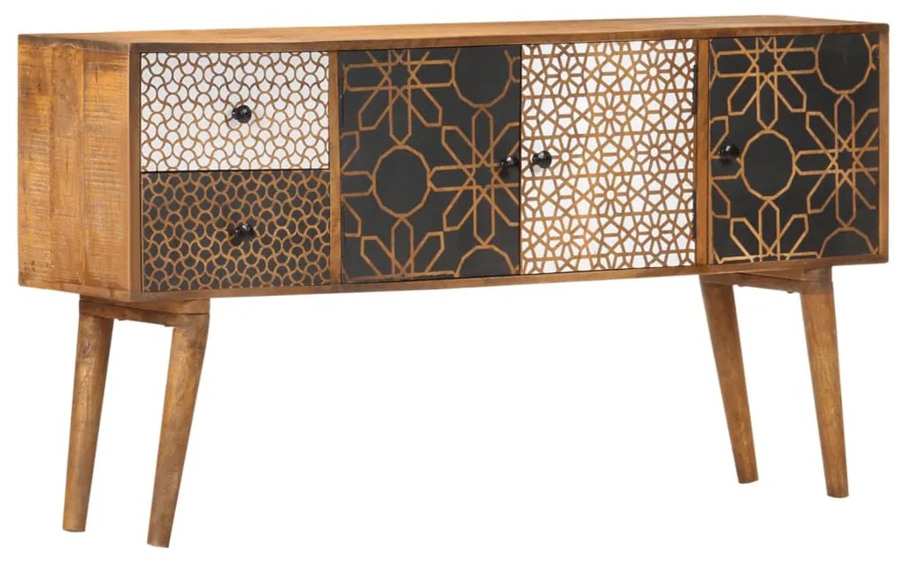 Credenza Con Motivo Stampato 130x30x70 Cm İn Massello Di Mango /