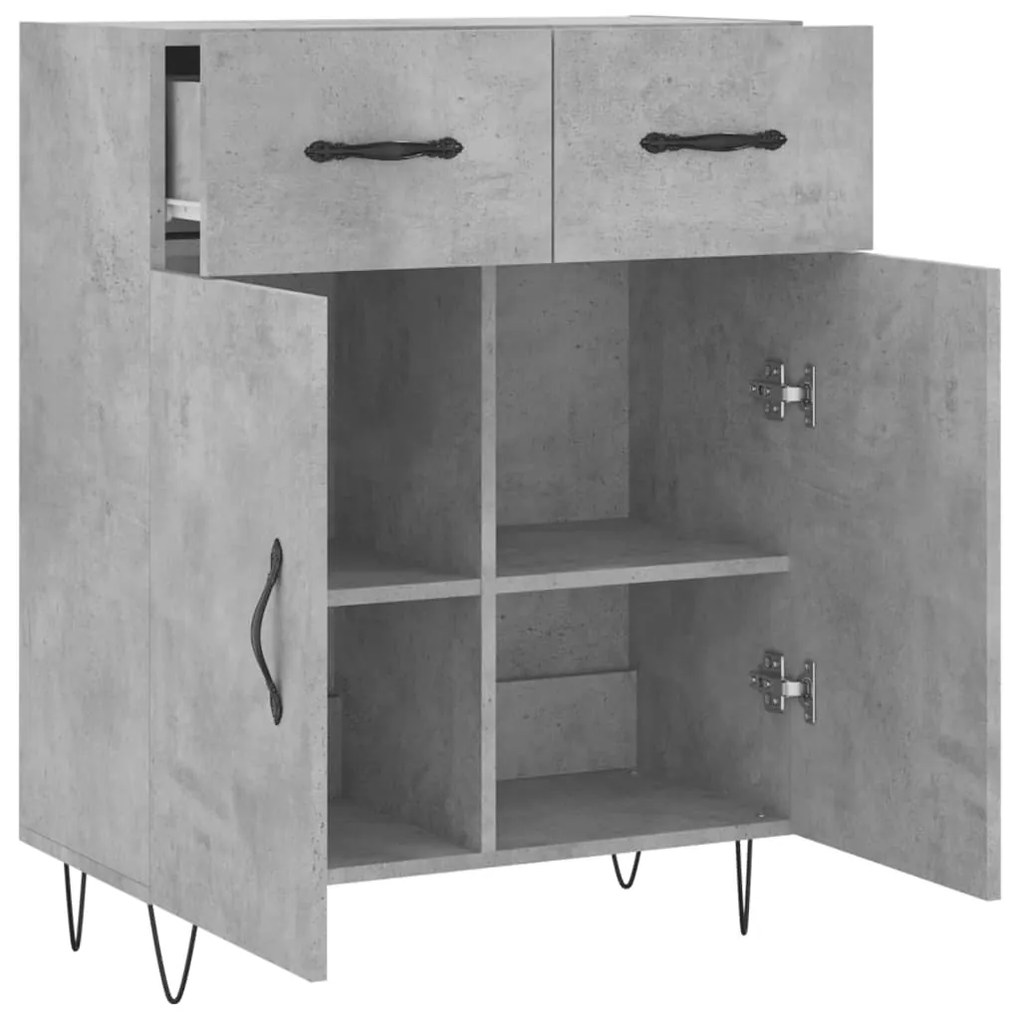 Credenza grigio cemento 69,5x34x90 cm in legno multistrato