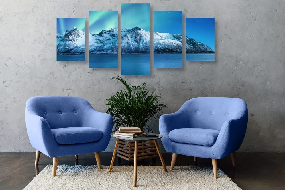 Quadri 5 pezzi – Aurora boreale artica