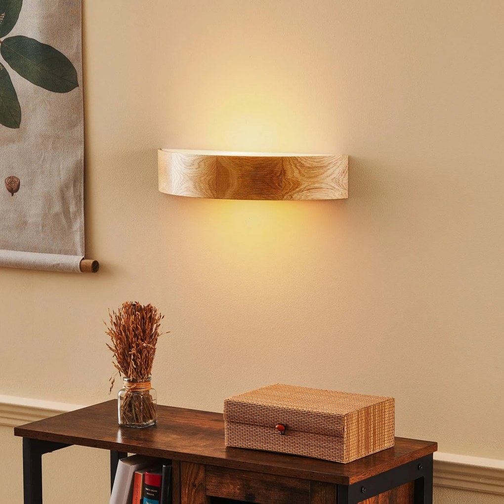Envostar applique Kerio, larghezza 40,5 cm, legno di quercia