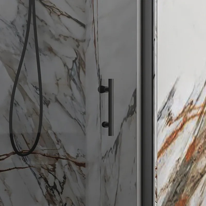 Porta doccia battente 85 cm telaio nero vetro fumé altezza 200h | KS2800NF - KAMALU