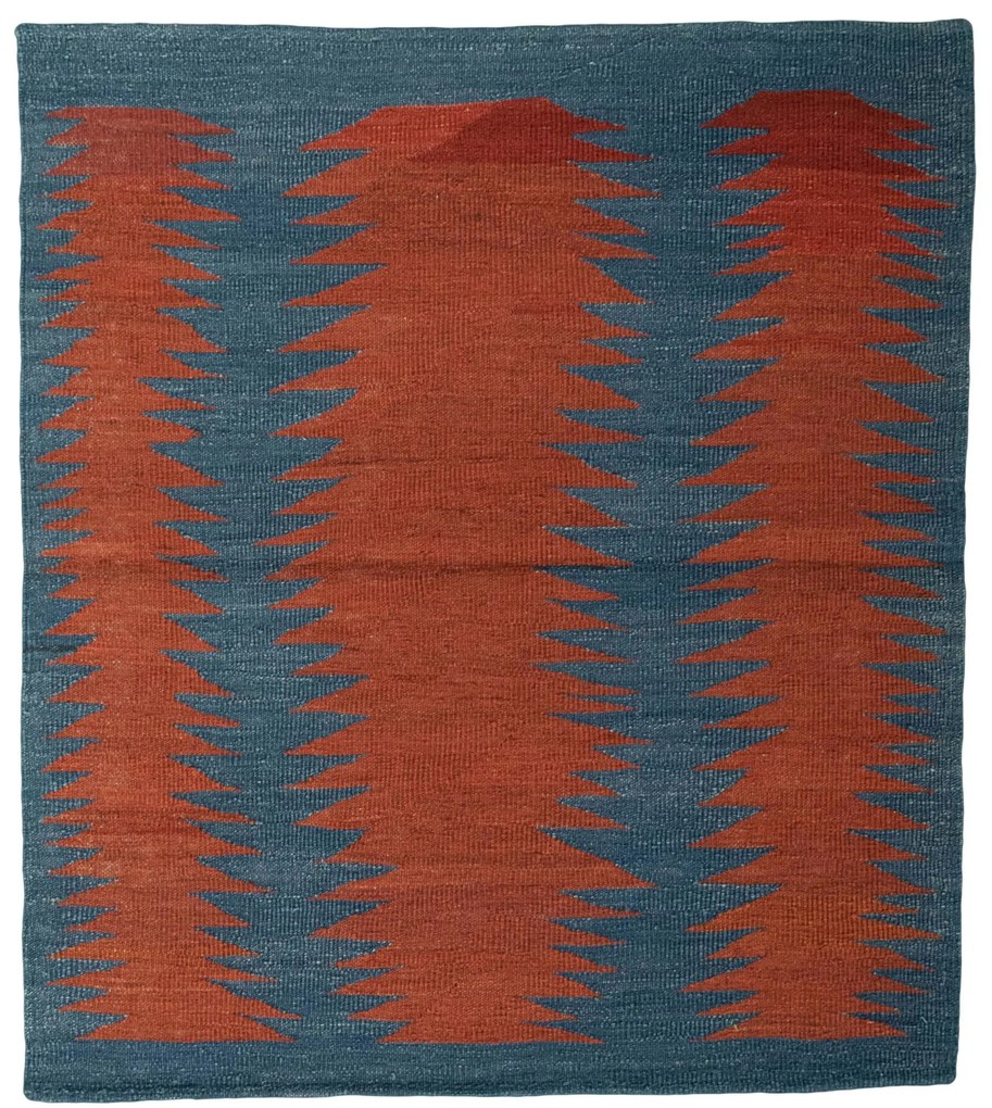 Kilim Tappeto 120 x 110 Rosso (Iran) Tessuto A Mano