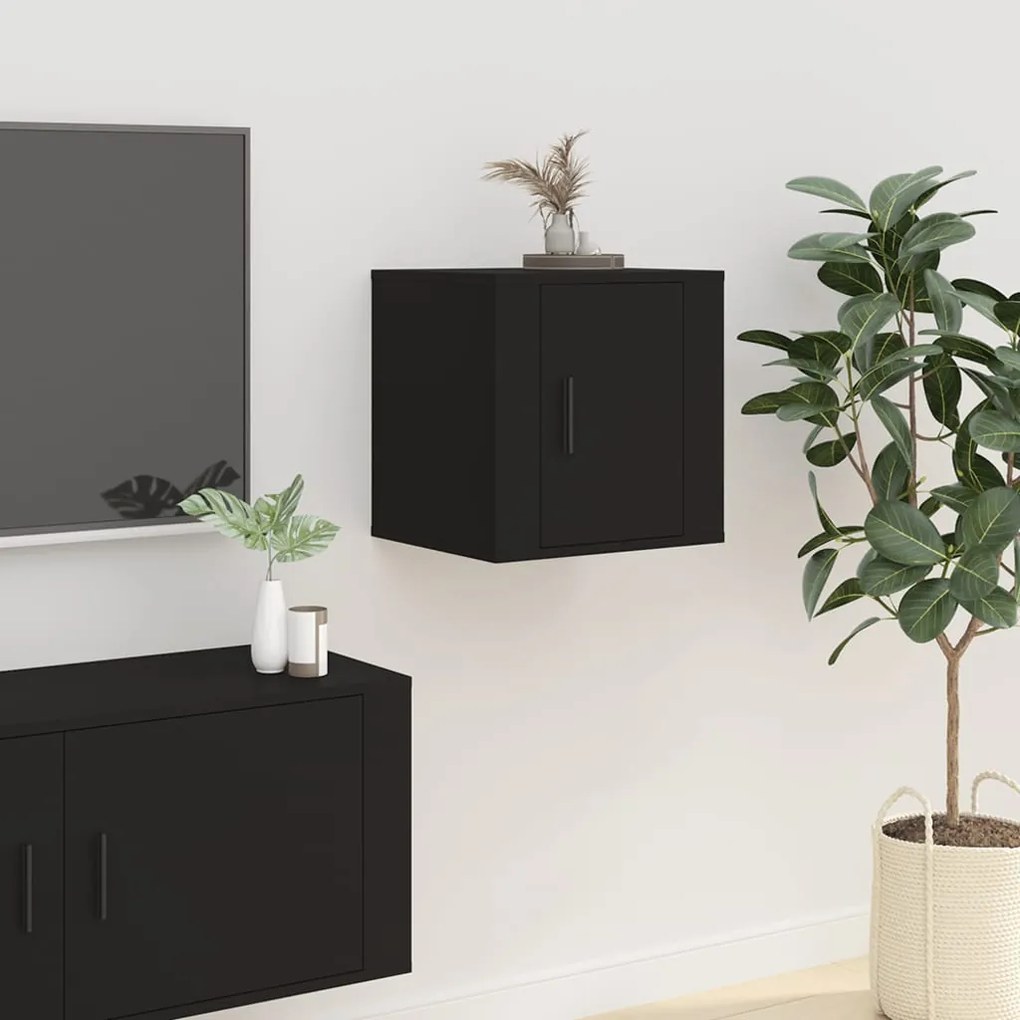Mobile Porta Tv A Parete Nero 40x34,5x40 Cm /