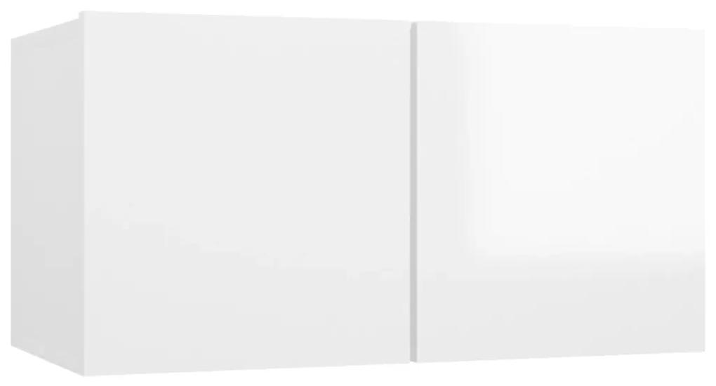 Mobili Porta TV 8 pz Bianco Lucido in Legno Multistrato