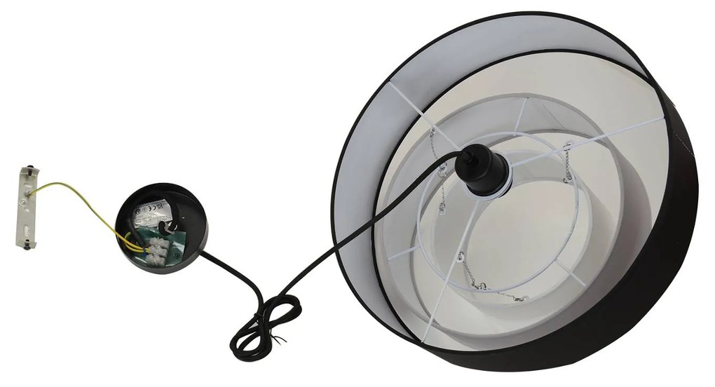Lindby lampada a sospensione Coria, nero/grigio/bianco, Ø 40 cm, E27