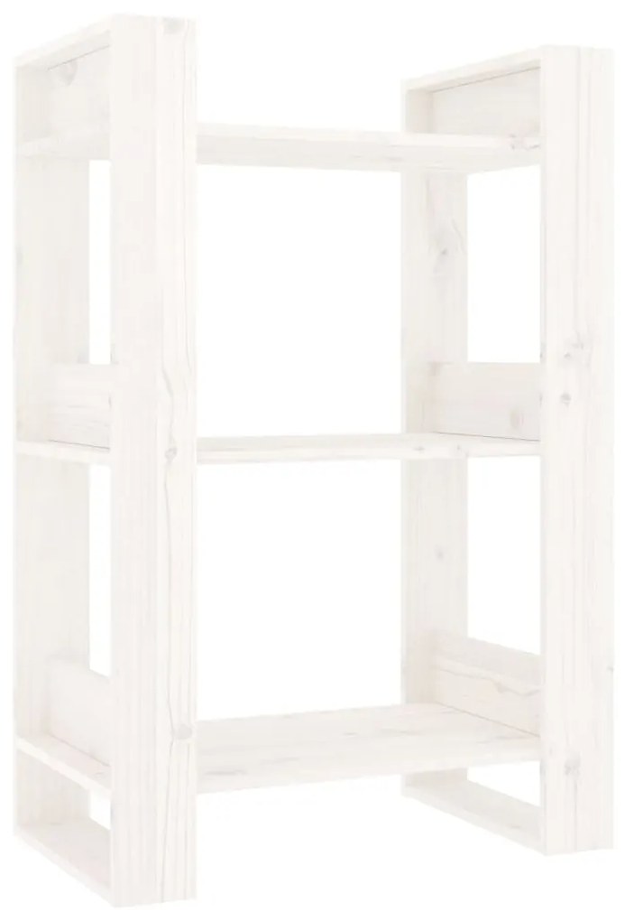 Libreria/divisorio bianco 60x35x91 cm in legno massello di pino