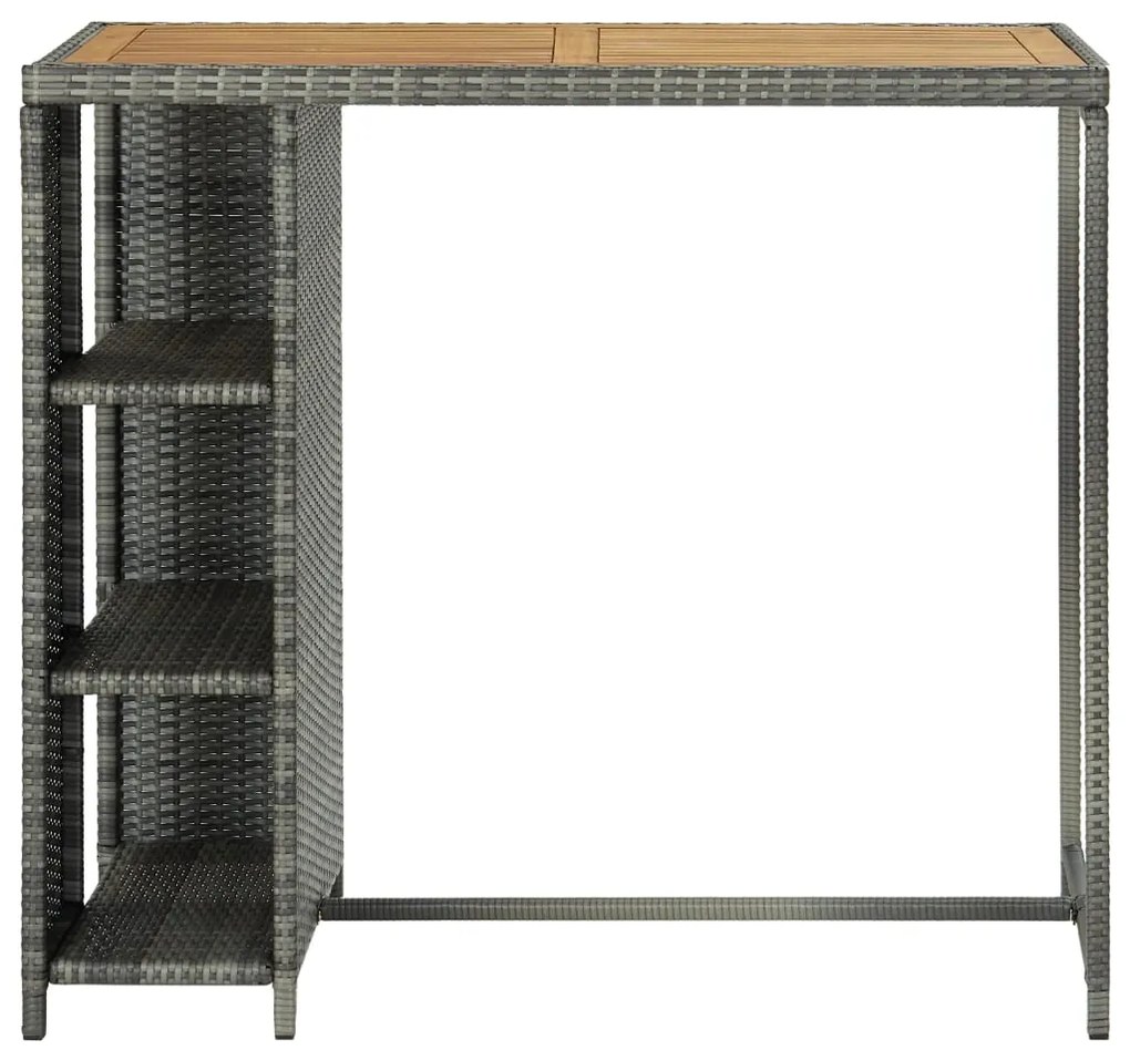 Tavolo da bar con ripiani grigio 120x60x110 cm in polyrattan