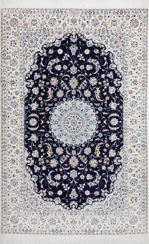 Nain Tappeto persiano 240 x 150 Blu (Iran) Annodato A Mano